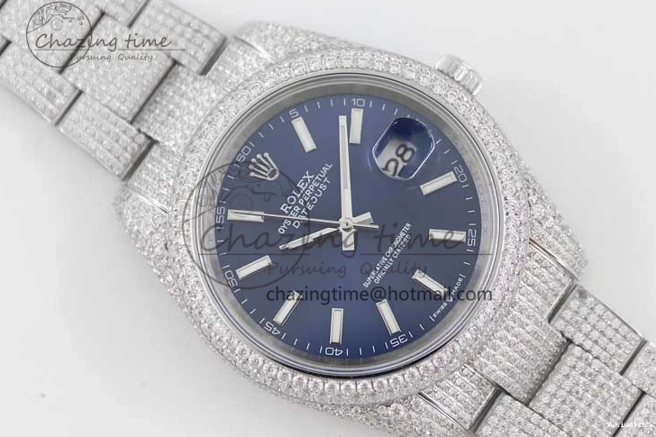 TWF Dial Edition Full Markers SS 1:1 Blue on Best A2824 Bracelet Stick Datejust Diamonds 41 0210